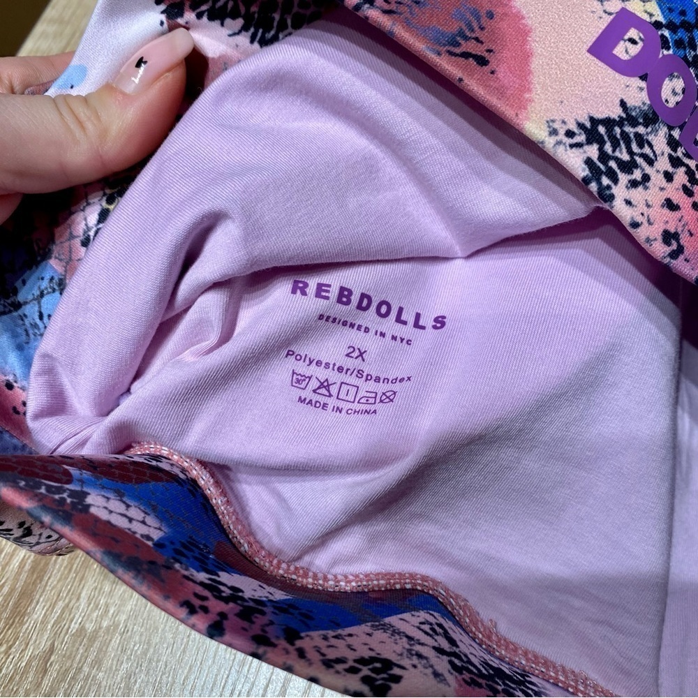 Rebdolls Plus Size Sports Bra - Purple & Blue Snake Print - Picture 5 of 5